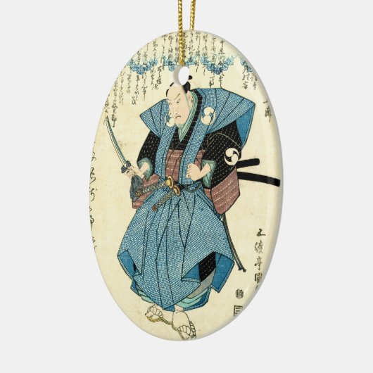 Koel-japanse ukiyo-e samurai-krijger keramisch ornament (Links)