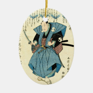 Koel-japanse  ukiyo-e samurai-krijger keramisch ornament
