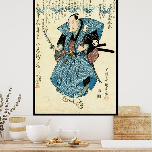 Koel-japanse ukiyo-e samurai-krijger poster (Keuken)