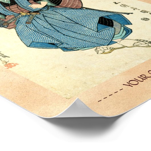 Koel-japanse  ukiyo-e samurai-krijger poster (Hoek)