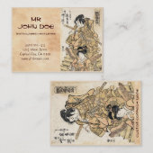 Koel japanse  ukiyo-e samuraj-strijder visitekaartje (Voorkant / Achterkant)