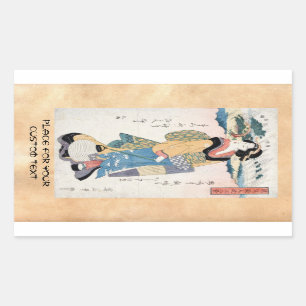 Koel japanse ukiyo-e scroll geisha art rechthoekige sticker