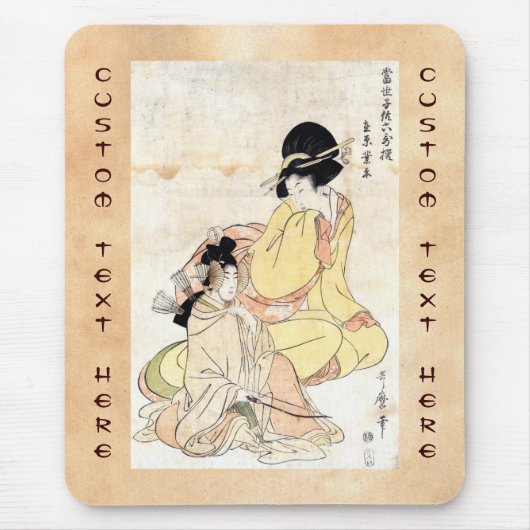 Koel-japanse ukiyo-e-twee dameskunst muismat (Voorkant)