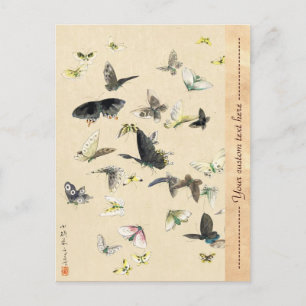 Koel-japanse ukiyo-e-vlinderrol briefkaart