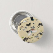 Koel-japanse  ukiyo-e-vlinderrol ronde button 3,2 cm (Voorkant /achterkant)