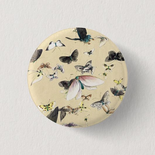 Koel-japanse  ukiyo-e-vlinderrol ronde button 3,2 cm (Voorkant)