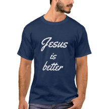 Koel Jezus is een beter marineblauw T-shirt