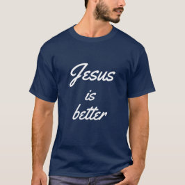 Koel Jezus is een beter marineblauw T-shirt