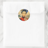 Koel jonge, mooie chinese prins Guo Jin art Ronde Sticker (Tas)