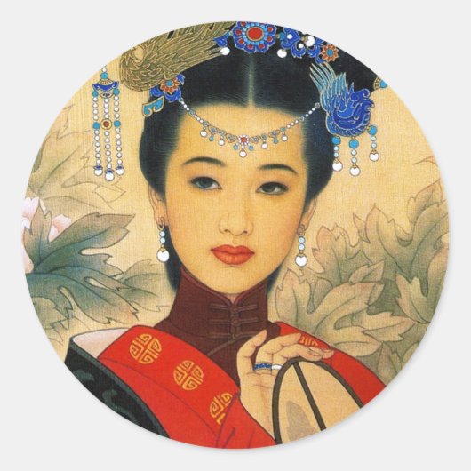 Koel jonge, mooie chinese prins Guo Jin art Ronde Sticker (Voorkant)