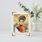 Koel jonge, mooie chinese prinses Guo Jin art Briefkaart (Staand voorkant)