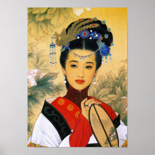 Koel jonge, mooie chinese prinses Guo Jin art Poster
