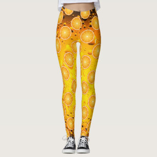 Koel Juicy Oranje plakken op waterdruppels Leggings