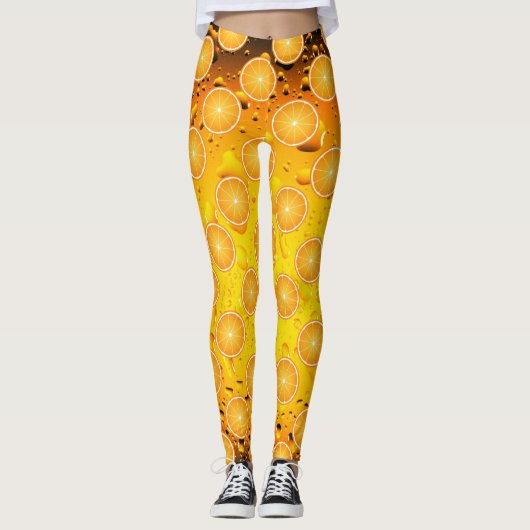 Koel Juicy Oranje plakken op waterdruppels Leggings (Voorkant)