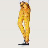 Koel Juicy Oranje plakken op waterdruppels Leggings (Links)