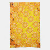 Koel Juicy Oranje plakken op waterdruppels Theedoek (Verticaal)