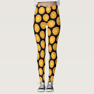 Koel Juicy-Oranje vruchtenmoten op zwart Leggings