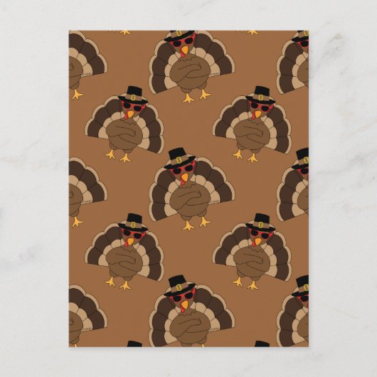 Koel kalkoen Thanksgiving leuk bruin patroon Briefkaart (Voorkant)