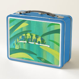 Koel Kameleon Kunst op Metal Lunch Boxes