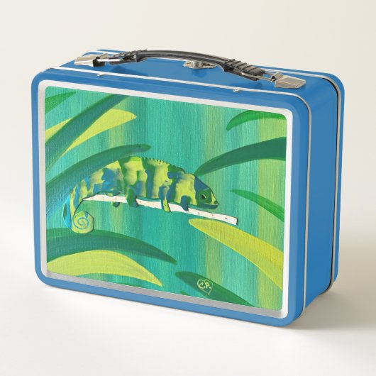 Koel Kameleon Kunst op Metal Lunch Boxes (Achterkant)