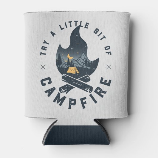 Koel kampeerkampvuur onder het staargebergte blikjeskoeler (Voorkant)