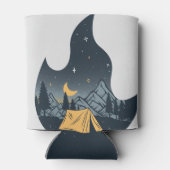 Koel kampeerkampvuur onder het staargebergte blikjeskoeler (Achterkant)