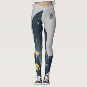 Koel kampeerkampvuur onder het staargebergte leggings