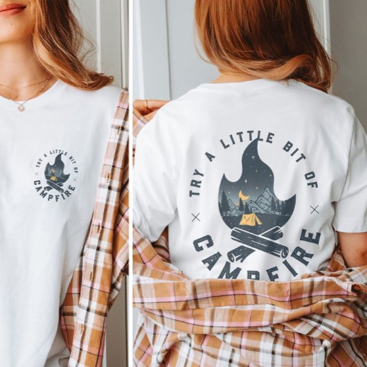 Koel kampeerkampvuur onder het staargebergte t-shirt