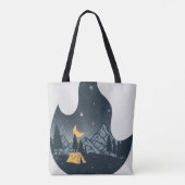 Koel kampeerkampvuur onder het staargebergte tote bag (Achterkant)