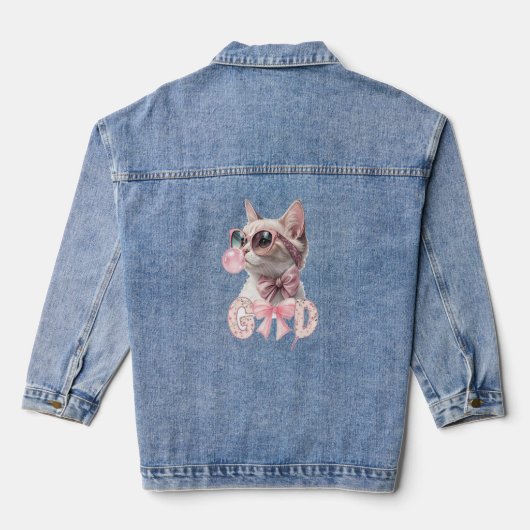 Koel Kat Bubble Gum Custom Denim Jas Jacket (Achterkant)
