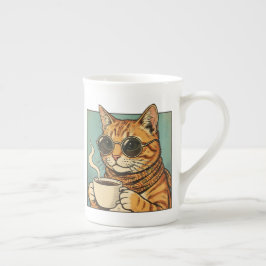 Koel Kat Coffee Retro Stijl Design voor Kat Liefhe Porselein Kop