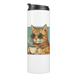 Koel Kat Coffee Retro Stijl Ontwerp voor Kat Liefh Thermosbeker