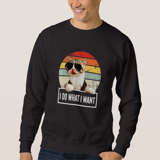 Koel Kat Ik Doe Wat Ik Wil Kat Retro Ouderwets Trui (Voorkant)