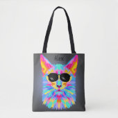 Koel kat met zonnebril canvas tas (Voorkant)