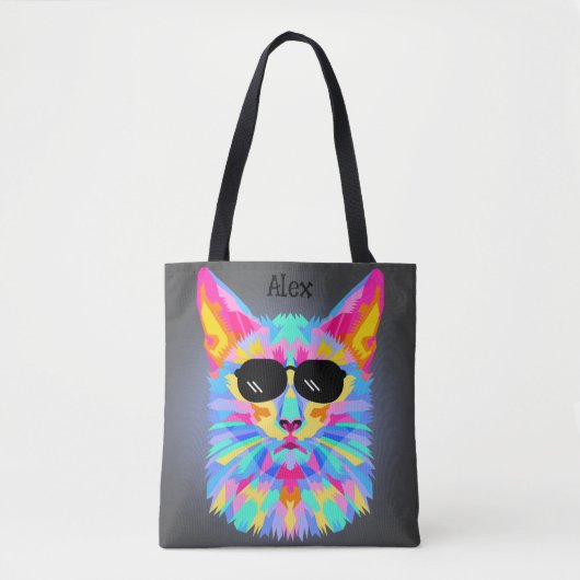 Koel kat met zonnebril canvas tas (Voorkant)