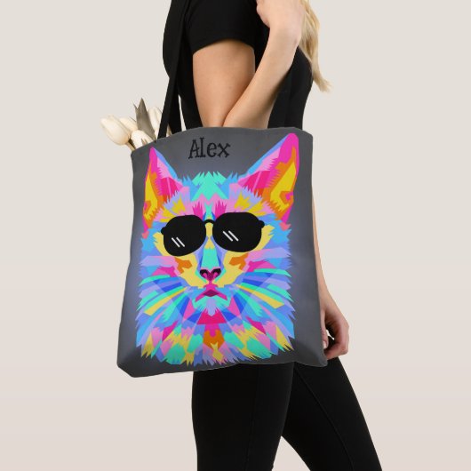 Koel kat met zonnebril canvas tas (Dichtbij)
