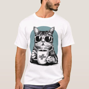 Koel Kat Ochtenden - Koffie, Zonnebrillen & Attitu T-shirt