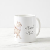 Koel kat roze blos sjaal koffiemok (Voorkant rechts)