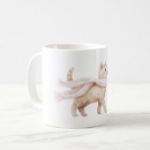 Koel kat roze blos sjaal koffiemok (Voorkant links)