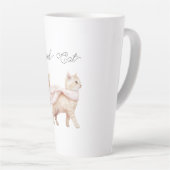 Koel kat roze sjaal latte mok (Rechterhoek)