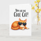 Koel kat vadersdag zonnebril kaart (Gele Bloem)
