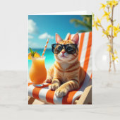 Koel Kat Vakantiekaart Kaart (Gele Bloem)