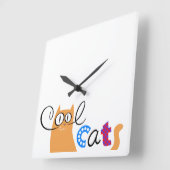 Koel Kat voor acrylwand Vierkante Klok (Hoek)