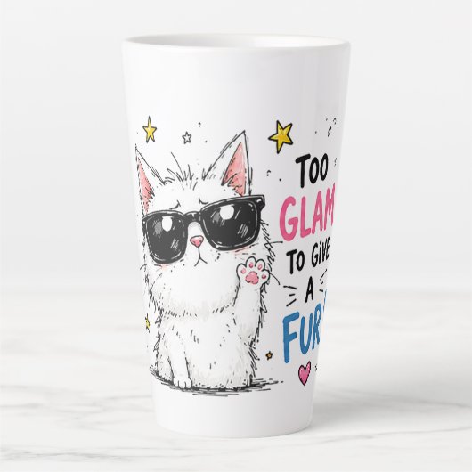 Koel Kat Zonnebril Design Latte Mok (Voorkant)