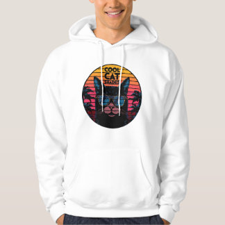 Koel Kat Zonnebril Vintage Synthwave Zonsondergang Hoodie
