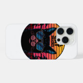 Koel Kat Zonnebril Vintage Synthwave Zonsondergang iPhone Hoesje (Achterkant horizontaal)