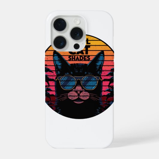 Koel Kat Zonnebril Vintage Synthwave Zonsondergang iPhone Hoesje (Achterkant)
