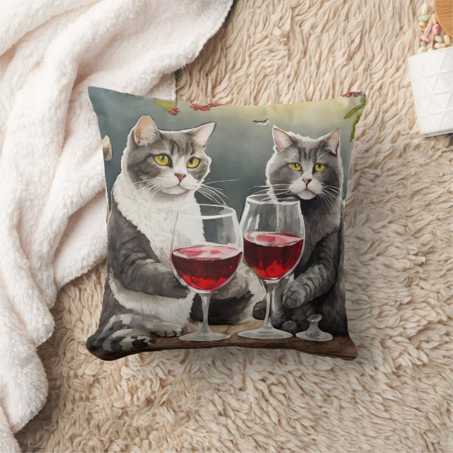 Koel katten drinken wijn kussen! kussen (Deken)