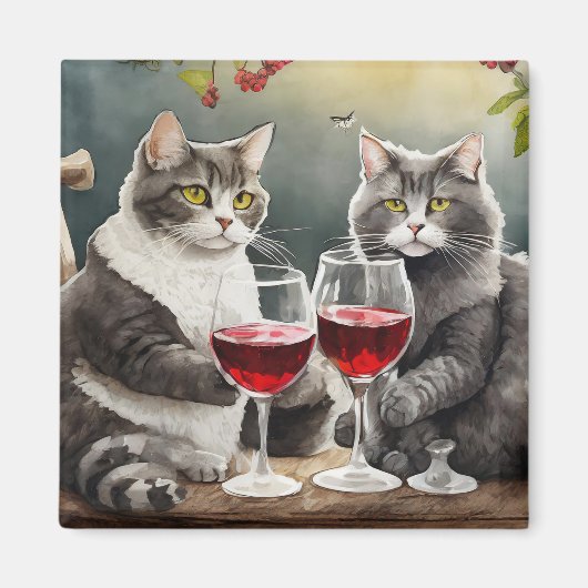 Koel katten drinken wijn magneet! magneet (Voorkant)