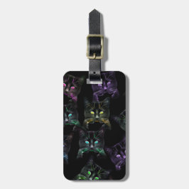 Koel Katten op zwart! Bagagelabel met meerdere kle